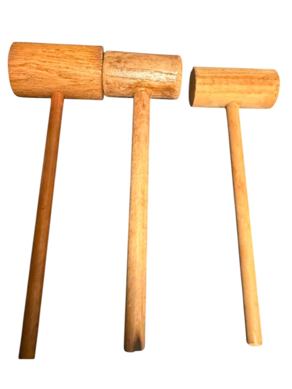 traditional wooden mallets, commonly used for tasks like cracking shellfish,